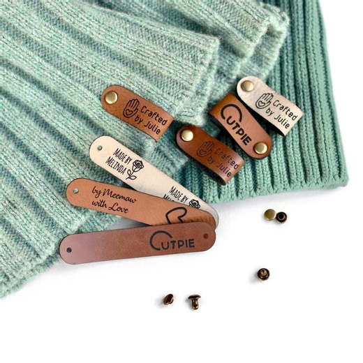 Personalised Faux Leather Labels for Handmade Items - Made by Tags - Multiple Color Options - (2.8x0.5") - Etsy