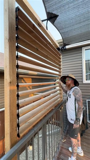 I’ve seen these before but this is my first time installing the deck sunblind system•I have 3 more sections to do so I’ll make an install video.It’s time consuming but it’s super easy to do...#tools #deck #outside #backyard | Kruger Construction