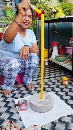 DIY Cement PVC Pipe Stand with 3 Pots #garden #diy #plants #verticalgardenidea #ytshorts