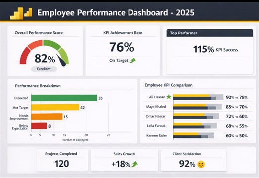 Power BI Dashboard Tracks Employee Performance and KPIs | Mohamed Hossni posted on the topic | LinkedIn