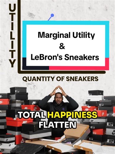 Each new pair brings less thrill — that’s marginal utility falling fast. More isn’t always happier. Follow EconHeads for daily econ logic that makes life click ⚡ #econheads #marginalutility #utility #consumerchoice #lebronjames