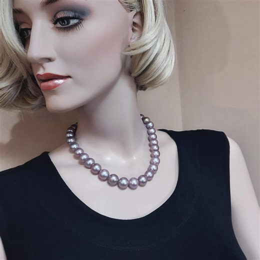 Big Purple Edison Pearl Necklace 12.0-14.7mm Natural Color - Etsy