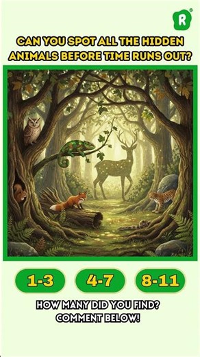 Can You Spot All the Hidden Animals in This Forest? Viral Optical Illusion Puzzle #shorts