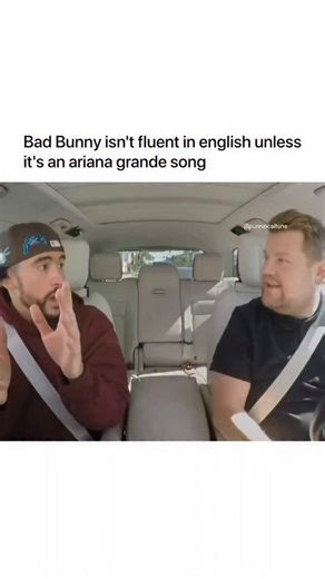 Rajendra Prajapati on Instagram: "Bad Bunny has openly discussed his ongoing efforts to learn English, admitting it's a challenge but one he's tackling privately. The meme captures a fun exception from his 2023 Carpool Karaoke with James Corden, where he flawlessly sang Ariana Grande's "Break Free" despite not being fully fluent otherwise. He prefers Spanish for thinking, feeling, and most performances, only using English with select people or memorized lyrics. Bad Bunny understands English well