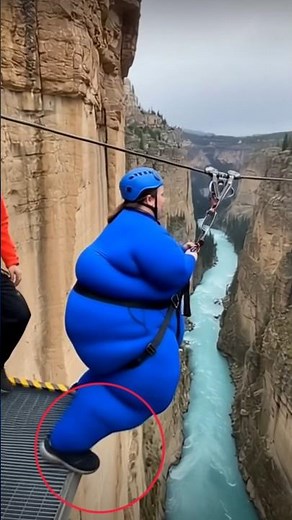 Coach Pushes Her.. zipline oops 🪖#cliffjumping #skyline
