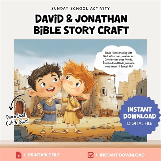 David & Jonathan Friendship Bible Craft | Printable Sunday School Activity - Etsy