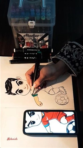 CR7 Chibi Drawing Part 4 ⚽️🔥 | Cristiano Ronaldo Cartoon Art #shorts