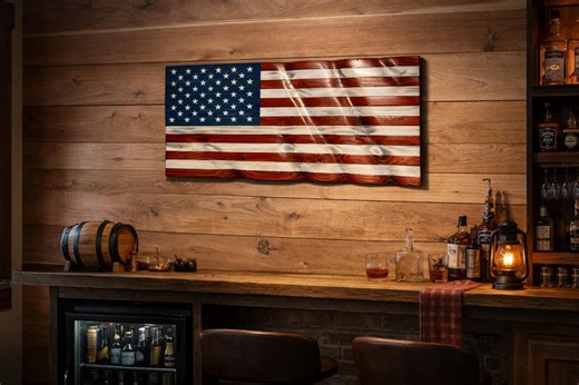 Wooden American Wavy Flags Are Easily Displayed in Your Home - Etsy