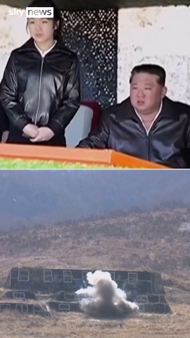 North Korean leader and daughter try out new tank