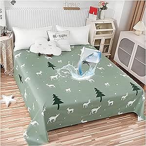 SIELUNO Waterproof Bed Sheet Flat Sheets Lightweight, Mattress Protector Sheet Bed Cover, Furniture Protector Covers for Twin Size Bed-C-200x230cm(79x90in)