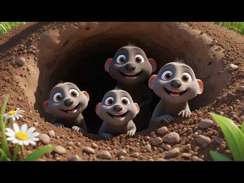Fünf kleine Maulwürfe buddeln in der Erde | Lustiges Zähllied & Kinderlieder vom Bauernhof