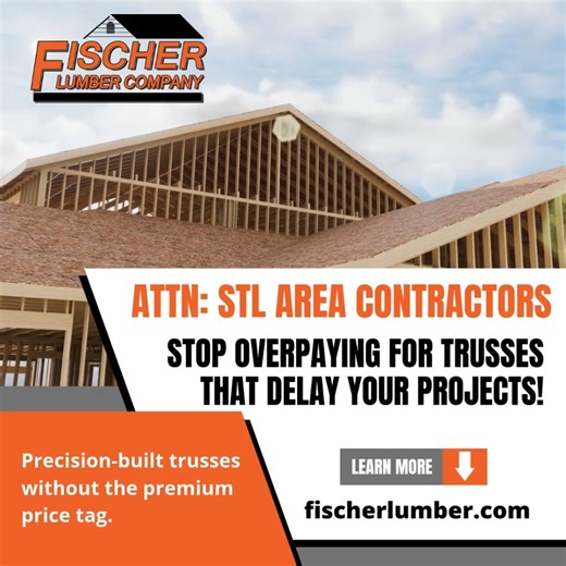 🚨 St. Louis contractors: Stop overpaying for trusses that delay your projects! 🚨 Tired of sky-high prices and late deliveries? At Fischer Lumber, we specialize in custom-engineered trusses built to your exact specs—stronger, affordable, and always on time. 🏗 Serving St. Louis & Metro East (60 mile radius) Trusted by local contractors, we deliver precision-built trusses that keep your projects moving—without the premium price tag. 💬 What our clients say: ⭐ “These guys are as great as it gets!