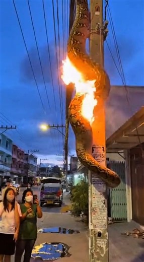 585K views · 4K reactions | Shocking Moment! Giant Snake on a Power Pole  | Bee Photograp | Facebook