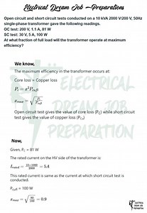Open circuit and short circuit tests conducted on a 10 kVA 2000... | Filo