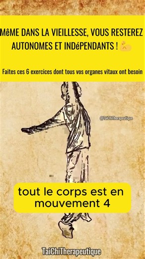 Tai Chi Thérapeutique on Instagram: ""6 exercices indispensables pour tous les organes vitaux Je vais vous parler de six exercices dont les cinq organes du corps ont besoin. Ces exercices incluent des claquements de mains avant-arrière, des balancements des bras à gauche et à droite, des mouvements amples en marchant avec tout le corps, des balancements avec élévation sur la pointe des pieds, des montées de genoux avec mouvements des bras, et des rotations en marchant. #exercices #fitness #santé