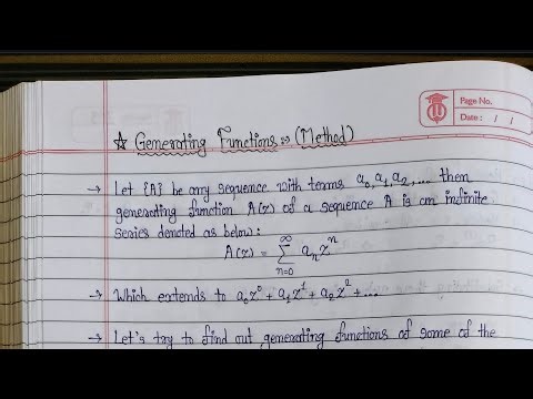 3.3.3 - Generating Function Method, Some Standard Functions & Examples