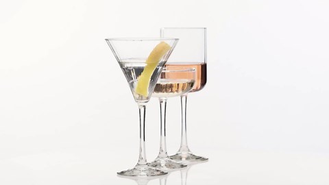 Libbey Paneled Cocktail Coupe Glasses, 8.5 Oz Fine Ribbed Line Coupe Glasses Set of 4, Dishwasher Safe Cocktail Martini Glasses