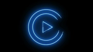 Download Animated play button icon with a glowing neon effect for free