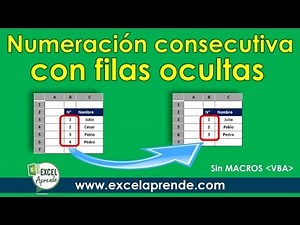 Numeración consecutiva con filas ocultas, Sin Macros