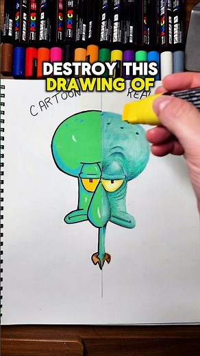 I Destroyed My Drawing Of Squidward! #art #drawing #shorts