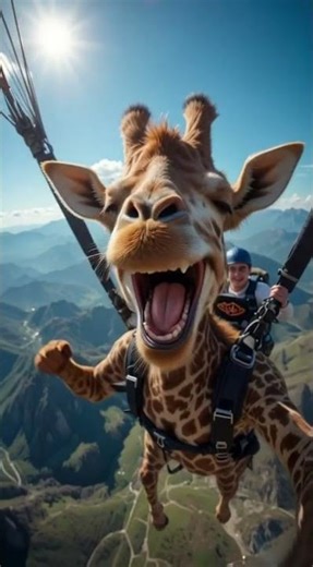 giraffe in sky #FlyingAnimals #aivideo #shorts #ai #anime #giraffe