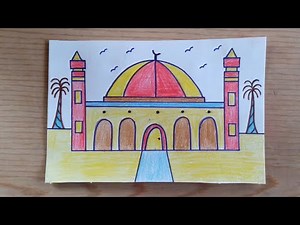 رسم سهل ...رسم مسجد خطوة بخطوة بالقلم الرصاص// كيفيه رسم مسجد