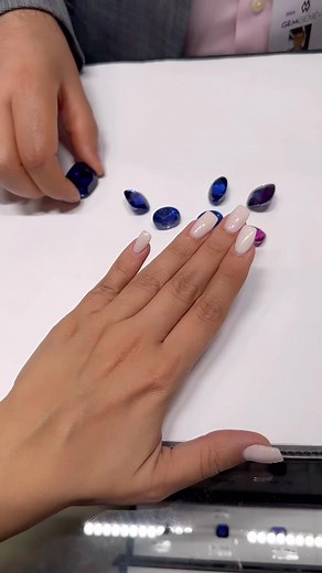 Experience vivid colors with Colorline Inc! A hypnotic line up of spectacular sapphires; 52-carat royal blue, 33-carat vivid purple and the most vivid pink sapphire weighing 20-carat!Which one is your favorite? #SpectacularSapphire #Sapphire #PinkSapphire #FancyABlue #CushionCrush #PurpleSapphire #CushionCut #Pinkfection #Gems #Gemstone #ColorlineUSA #NewYork #NYC #ChampagneGem #YourDailyDoseOfSparkle | Champagne Gem