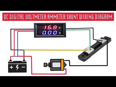 Digital Voltmeter Ammeter DC 100V 50A LED Amp Volt Meter with Shunt Wiring & Connection Diagram
