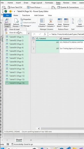 Excel Power query use to import data