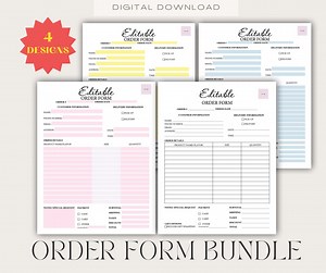 Editable Order Form Template Bundle, Fillable PDF, US Letter Size 8.5x11", Minimalist Design, Printable Digital Template for Business Owners - Etsy Canada