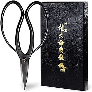 Wazakura Bonsai Scissors MADE IN JAPAN 7inch(180mm), Japanese Bonsai Garden Tools, Hasami Pruning Shears - Traditional Black
