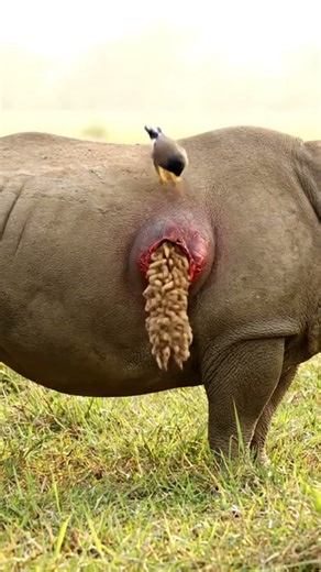 🤯 Unbelievable: Bird Bursts Rhino’s Maggot Abscess! *Warning* #Shocking #NatureIsBrutal #Rhino