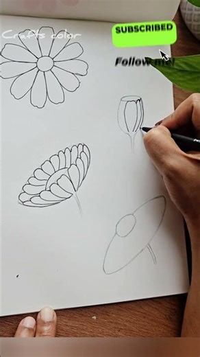 Series 4/10 : 4 Types of easy flower drawing #art #flowerdrawingstepbystep #flowerdrawing