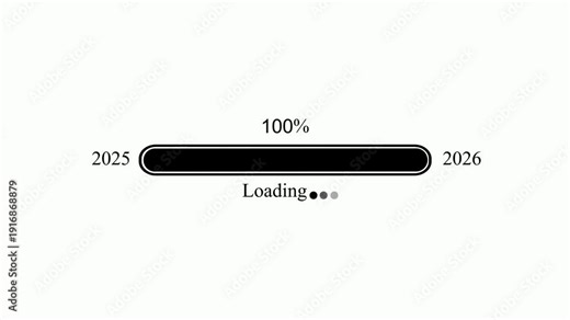 Waiting loading progress from 2025 to 2026 animation