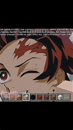 Tanjiro pixel art in Minecraft 🎮 Demon Slayer 🌸 KNY #shorts#demonslayer#kny#edit