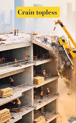 Seconds Before Disaster: Crane Toples on High-Rise – Everything Collapses Instantly!" ⚡🙏 #disaster