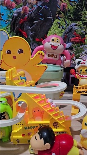 Nailong the duck having fun on the slide