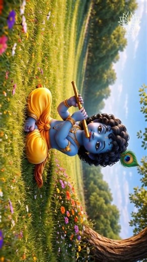 When Lord Krishna plays His flute, even silence listens… 💫
