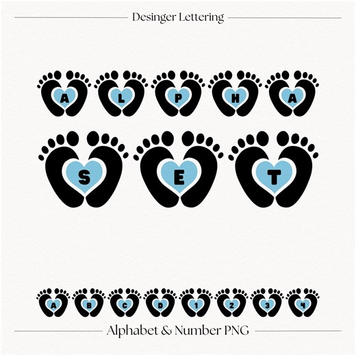 Baby Feet Alphabet PNG, Baby Shower Letters & Numbers, Boy Nursery Footprint Clipart, Digital Download - Etsy