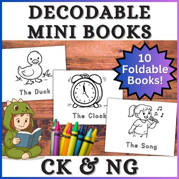 10 CK & NG Digraph Mini Books! Decodable Readers, Phonics, Blends Kindergarten