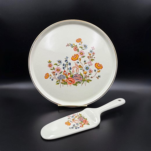 Vintage Wildflower Cake Platter & Server Set Japan Gold Rim Floral Hostess Plate - Etsy
