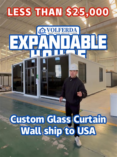 Custom Glass Curtain Wall Expandable House F30 shiping to USA🤩 📱 WhatsApp: ‪ 86 185 7657 5305 🔗 WhatsApp link: wa.me/8618576575305 📧 info@volferda.com #expandablehouse #sourcefactory #tinyhouse #volferda #tinyhome #expandablehome #BnBInvestment #mobilehome #airbnb #resorts #shipping