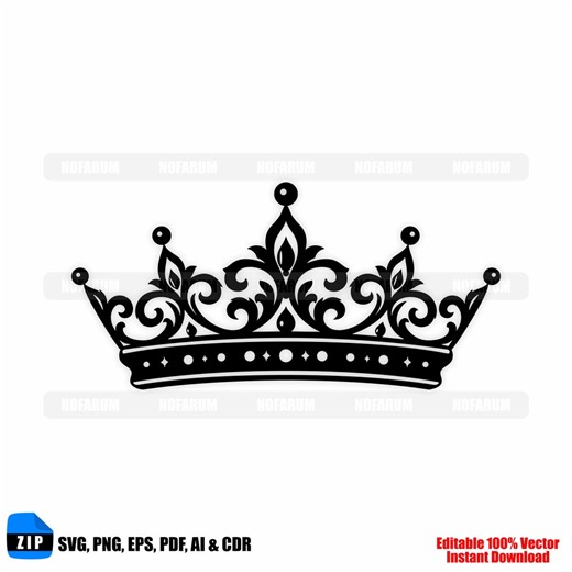 Royal Crown SVG PNG Ornate Queen King Silhouette Elegant Cricut - Etsy
