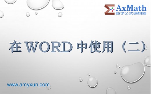 AxMath 官方系列教程 —— 19. 在WORD中的使用（二）