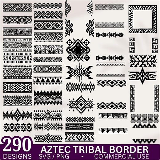 290 Aztec Tribal Borders Bundles for Cricut & Laser Cutting | Geometric, Vintage Designs, Instant Downloads - Etsy