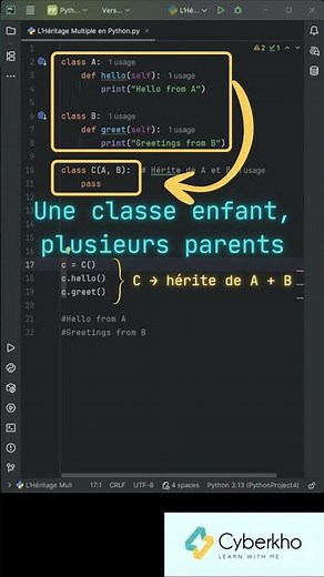 L'heritage multiple python partie 1 #Python #Programmation #programming #Code #dev #tech #coding