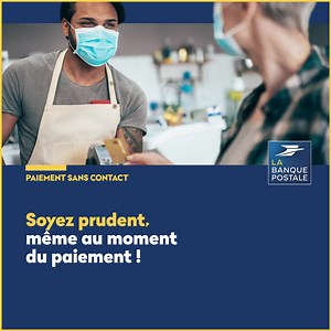 Pour vos courses de premières nécessités, continuez de vous protéger, même lors du règlement, avec le paiement sans contact par carte bancaire jusqu'à 50 euros*. Plus d'infos 👇 | La Banque Postale