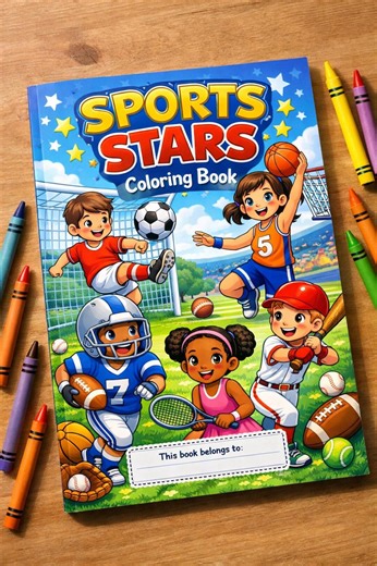 Sports Coloring Book for Kids | 25 Printable Pages + Fun Facts | - Etsy