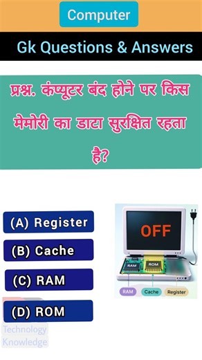 Computer GK Question | Which memory's data remains safe when the computer is turned off? 🤔💻