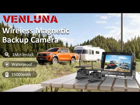 Venluna Wireless Dual Solar Magnetic Backup Camera, 7in 1080P Monitor